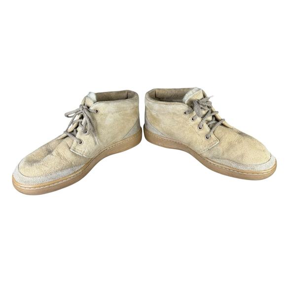 UGG Australia Beige Suede Lace Up Shearling Lined Ankle Boots Size 9 Women - Picture 6 of 9